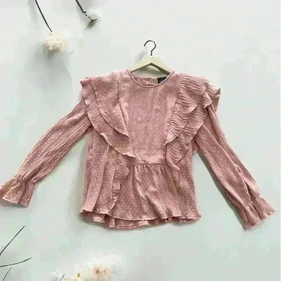 Cliché Dusty Pink Multi Frill Blouse‎ Size Size Large - Picture 2 of 5